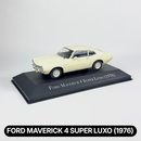 Miniatura Carros Clássicos do Brasil Nacional Ford Maverick 4 Super Luxo Amarelo Claro Escala 1:43