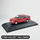 Miniatura Carros Clássicos do Brasil Nacional Ford Escort XR3 1990 Vermelho Escala 1:43