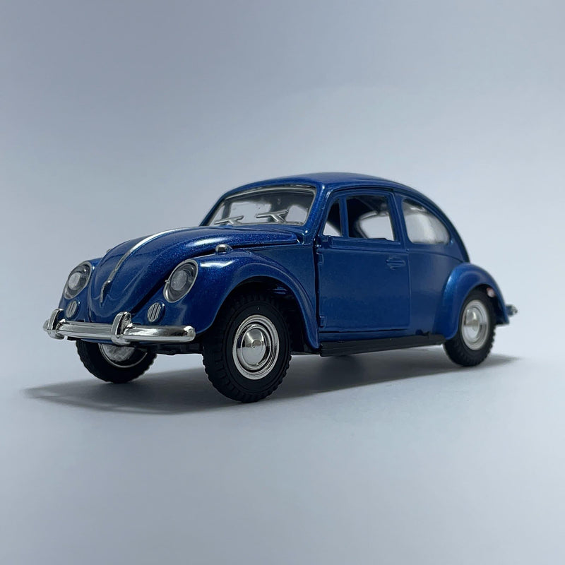 Miniatura Carro Antigo Brasileiro Clássico Volkswagen Fusca 1967 Azul Metálico Escala 1/36