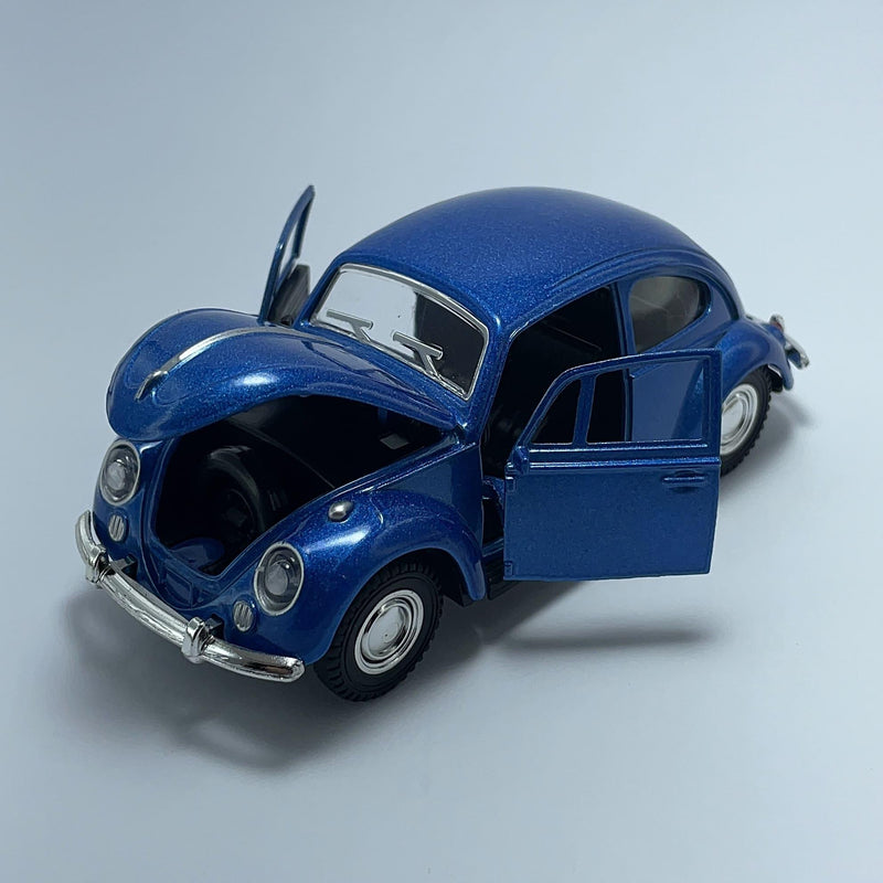 Miniatura Carro Antigo Brasileiro Clássico Volkswagen Fusca 1967 Azul Metálico Escala 1/36