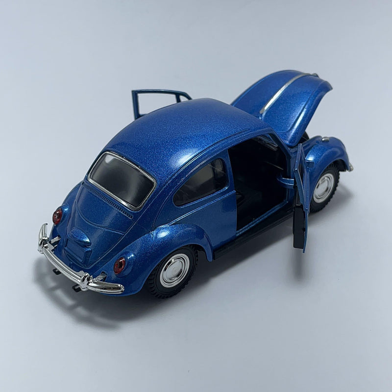 Miniatura Carro Antigo Brasileiro Clássico Volkswagen Fusca 1967 Azul Metálico Escala 1/36