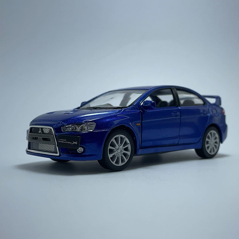 Carrinho Miniatura Esportivo Mitsubishi Lancer Evolution Evo Azul Metal Escala 1/36