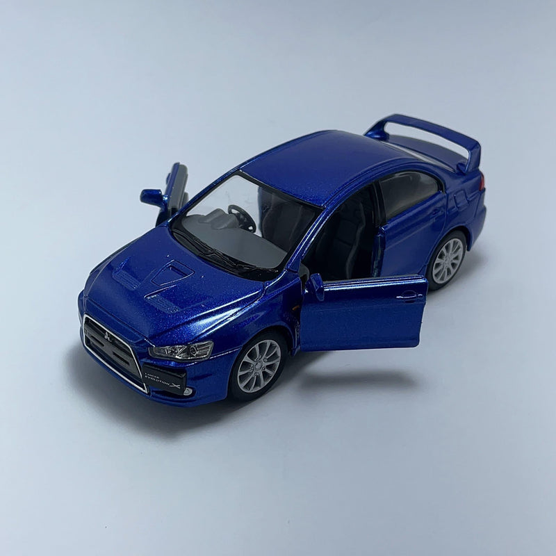 Carrinho Miniatura Esportivo Mitsubishi Lancer Evolution Evo Azul Metal Escala 1/36