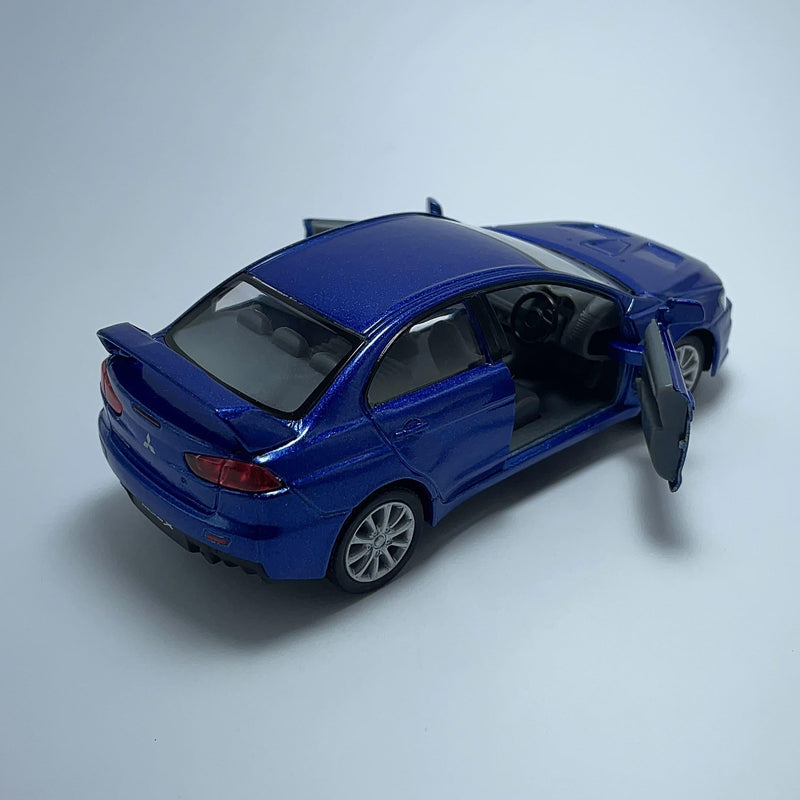 Carrinho Miniatura Esportivo Mitsubishi Lancer Evolution Evo Azul Metal Escala 1/36