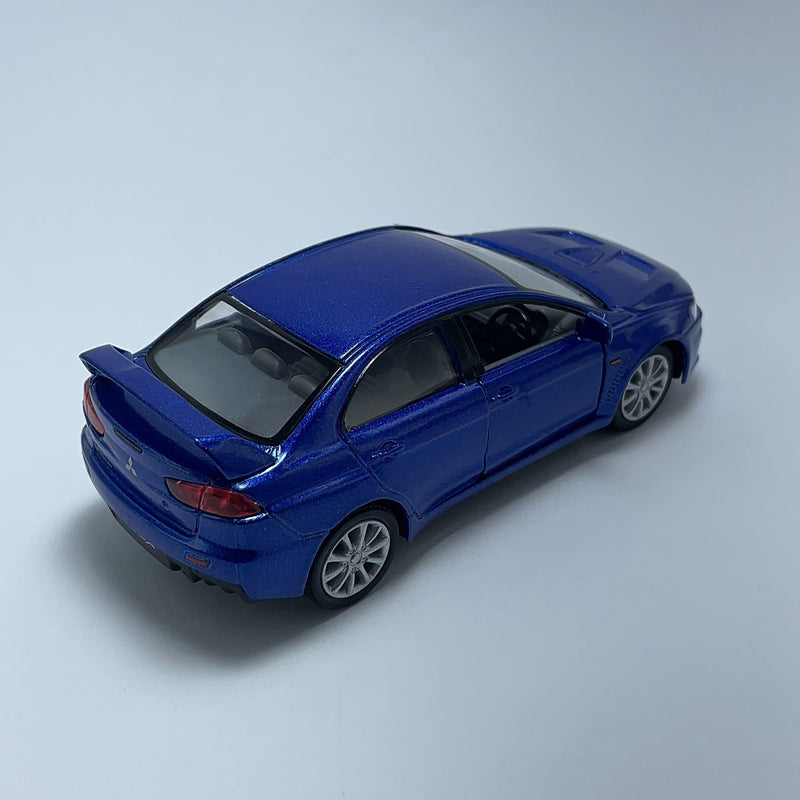 Carrinho Miniatura Esportivo Mitsubishi Lancer Evolution Evo Azul Metal Escala 1/36