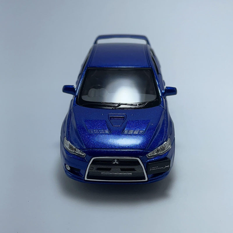 Carrinho Miniatura Esportivo Mitsubishi Lancer Evolution Evo Azul Metal Escala 1/36