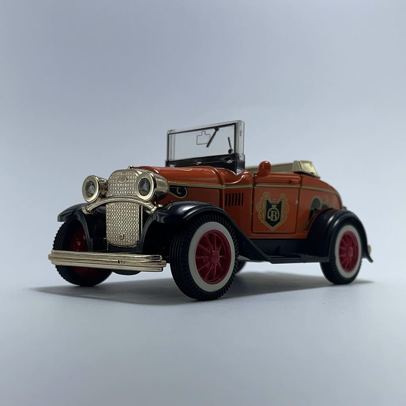 Miniatura Carrinho Antigo Clássico Calhambeque Ford T 1929 Conversível Laranja Escala 1/36