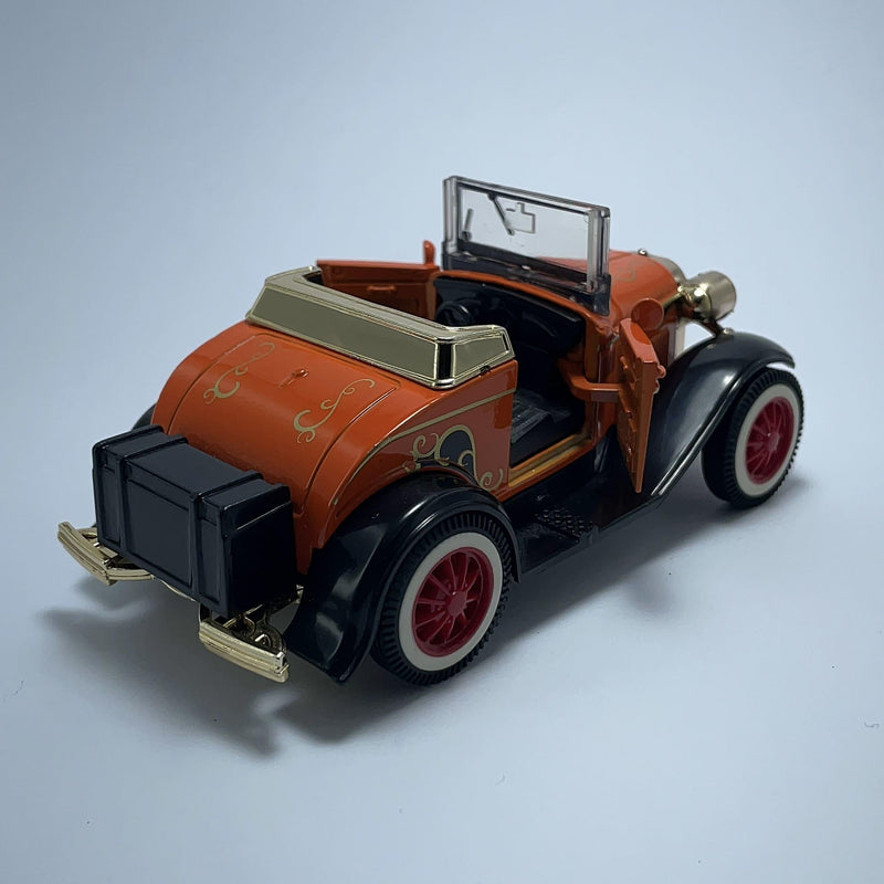 Miniatura Carrinho Antigo Clássico Calhambeque Ford T 1929 Conversível Laranja Escala 1/36