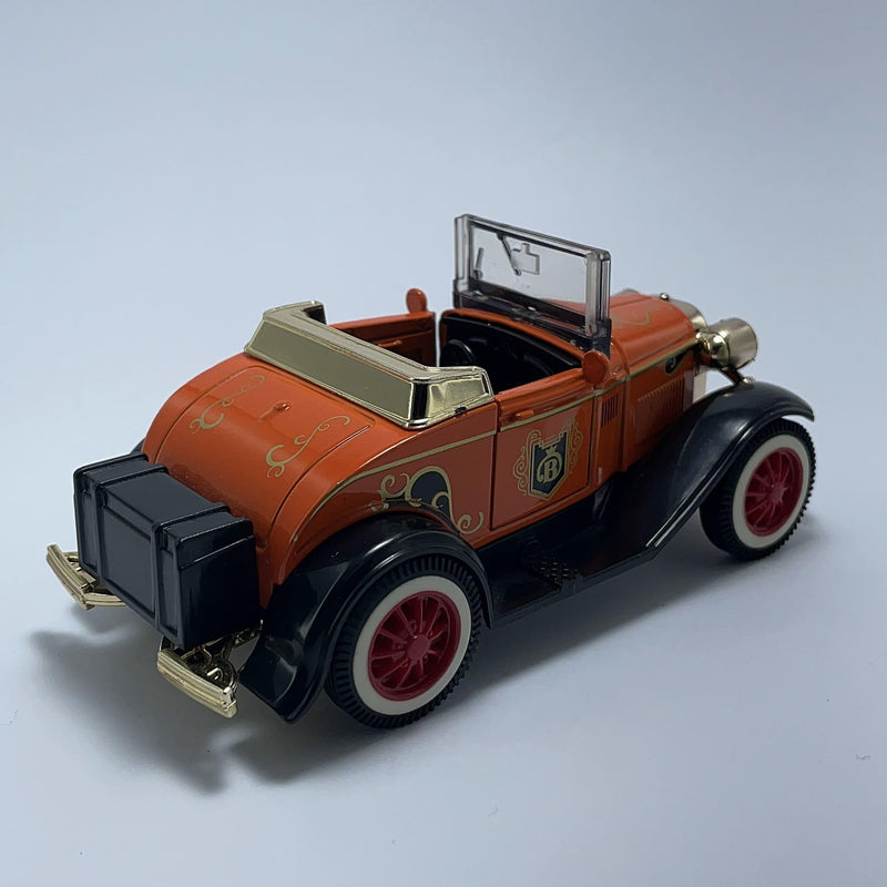 Miniatura Carrinho Antigo Clássico Calhambeque Ford T 1929 Conversível Laranja Escala 1/36