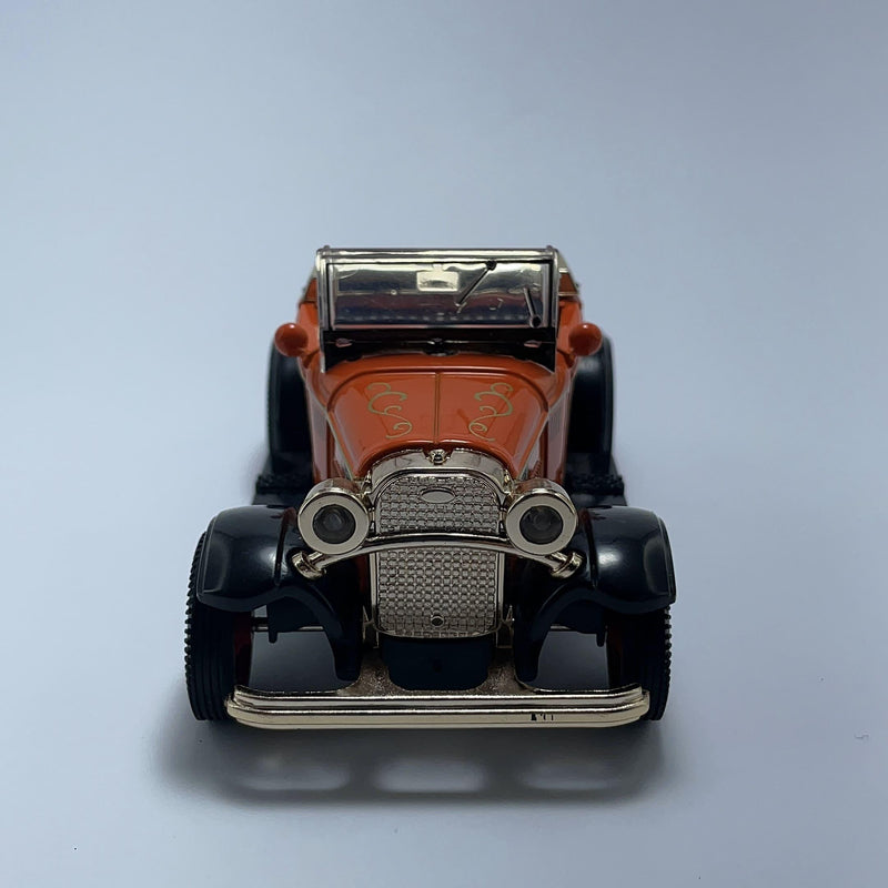 Miniatura Carrinho Antigo Clássico Calhambeque Ford T 1929 Conversível Laranja Escala 1/36