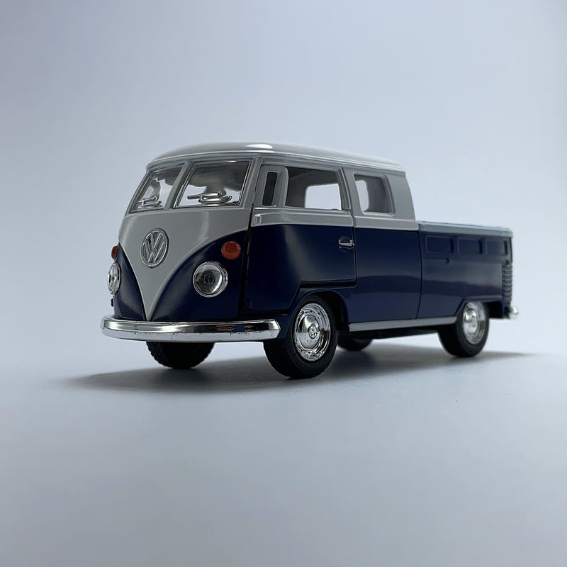 Miniatura Carro Antigo Clássico Brasileiro Volkswagen 1962 Kombi PickUp Azul Marinho Escala 1/36