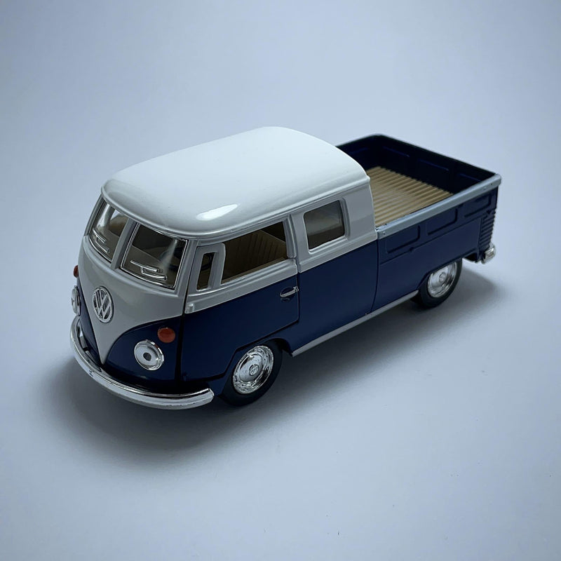 Miniatura Carro Antigo Clássico Brasileiro Volkswagen 1962 Kombi PickUp Azul Marinho Escala 1/36