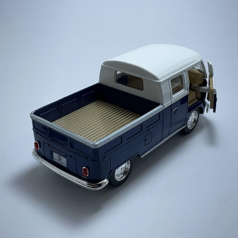 Miniatura Carro Antigo Clássico Brasileiro Volkswagen 1962 Kombi PickUp Azul Marinho Escala 1/36