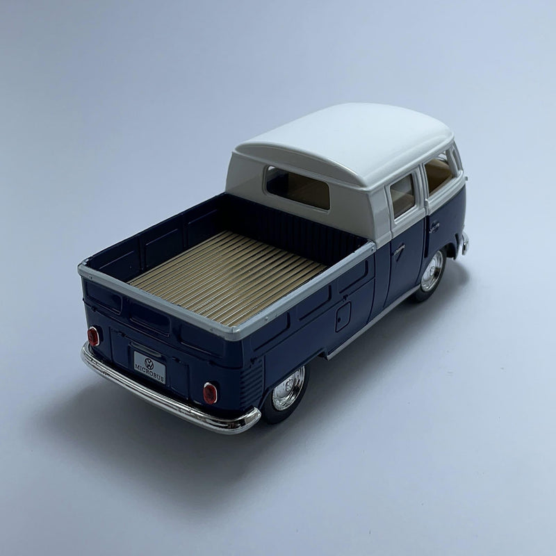 Miniatura Carro Antigo Clássico Brasileiro Volkswagen 1962 Kombi PickUp Azul Marinho Escala 1/36