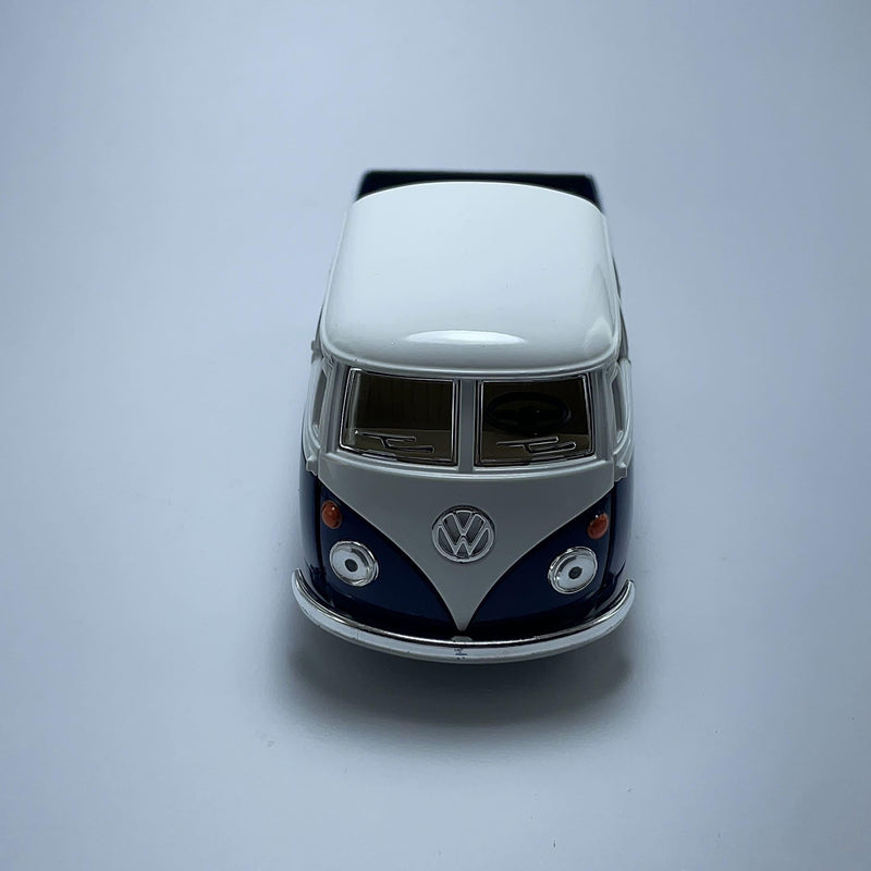 Miniatura Carro Antigo Clássico Brasileiro Volkswagen 1962 Kombi PickUp Azul Marinho Escala 1/36