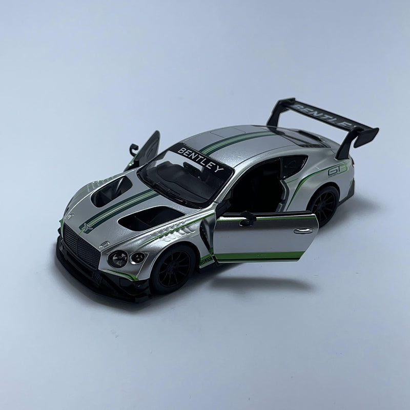 Miniatura Carro de Corrida Esportivo Bentley Continental GTS Prata Escala 1/36