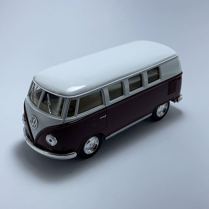 Miniatura Carrinho Antigo Clássico Brasileiro Volkswagen 1962 Kombi Classical Bus Vinho Escala 1/36