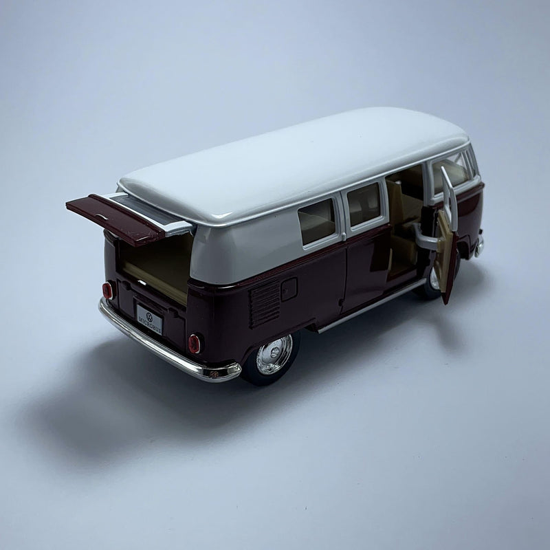 Miniatura Carrinho Antigo Clássico Brasileiro Volkswagen 1962 Kombi Classical Bus Vinho Escala 1/36