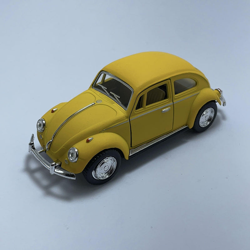 Miniatura Carrinho Antigo Clássico Brasileiro Volkswagen Fusca 1967 Amarelo Fosco Escala 1/36