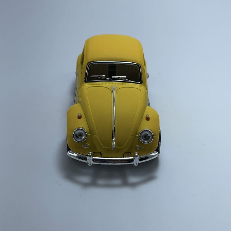 Miniatura Carrinho Antigo Clássico Brasileiro Volkswagen Fusca 1967 Amarelo Fosco Escala 1/36