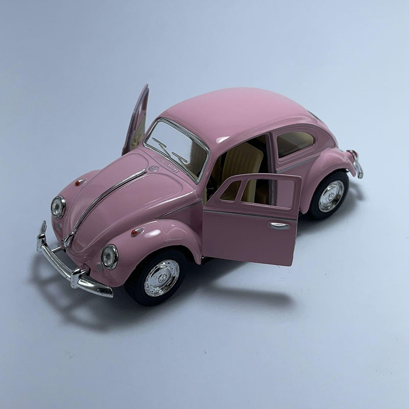 Carrinho Miniatura Antigo Clássico Brasileiro Volkswagen Fusca 1967 Rosa Escala 1/36