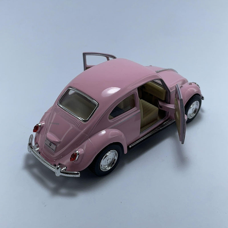 Carrinho Miniatura Antigo Clássico Brasileiro Volkswagen Fusca 1967 Rosa Escala 1/36