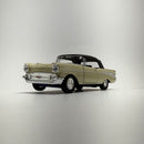 Carrinho Miniatura Antigo Clássico 1957 Chevrolet Bel Air Creme Escala 1/36