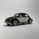 Miniatura Carrinho Antigo Clássico Brasileiro Volkswagen Fusca 1967 Preto e Branco Escala 1/36