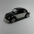 Miniatura Carrinho Antigo Clássico Brasileiro Volkswagen Fusca 1967 Preto e Branco Escala 1/36