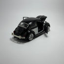 Miniatura Carrinho Antigo Clássico Brasileiro Volkswagen Fusca 1967 Preto e Branco Escala 1/36