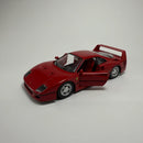 Carrinho Miniatura Antigo Clássico Esportivo de Corrida Ferrari F40 Vermelha Escala 1/24