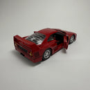 Carrinho Miniatura Antigo Clássico Esportivo de Corrida Ferrari F40 Vermelha Escala 1/24