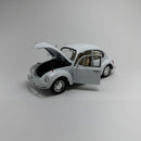 Carrinho Miniatura Antigo Clássico Nacional Volkswagen Fusca Beetle Branco Escala 1/24