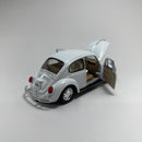 Carrinho Miniatura Antigo Clássico Nacional Volkswagen Fusca Beetle Branco Escala 1/24