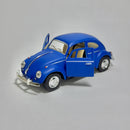 Miniatura Carrinho Antigo Clássico Nacional Brasileiro Volkswagen Fusca 1967 Azul Fosco Escala 1/36