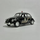 Carrinho Miniatura Antigo Clássico Nacional Brasileiro Viatura Polícia Federal Volkswagen Fusca 1967 Preto Escala 1/36