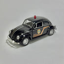 Carrinho Miniatura Antigo Clássico Nacional Brasileiro Viatura Polícia Federal Volkswagen Fusca 1967 Preto Escala 1/36