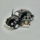 Carrinho Miniatura Antigo Clássico Nacional Brasileiro Viatura Polícia Federal Volkswagen Fusca 1967 Preto Escala 1/36