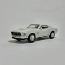 Miniatura Carro Antigo Clássico Esportivo de Corrida 1969 Ford Mustang Boss 429 Branco Escala 1/36