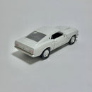 Miniatura Carro Antigo Clássico Esportivo de Corrida 1969 Ford Mustang Boss 429 Branco Escala 1/36