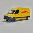 Miniatura Carrinho VAN Nacional Clássico DHL Mercedes Benz Sprinter KT5426 Escala 1/36