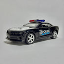 Miniatura Carro Clássico Esportivo Viatura Polícia Camaro Preto Escala 1/36