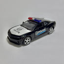 Miniatura Carro Clássico Esportivo Viatura Polícia Camaro Preto Escala 1/36