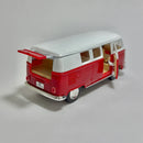 Miniatura Carrinho Antigo Clássico Nacional Brasileiro Volkswagen Kombi 1962 Vermelha Teto Branco Escala 1/36