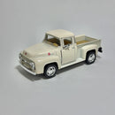 Carrinho Miniatura Antigo Clássico Nacional PickUp 1956 Ford F-100 Creme Escala 1/36