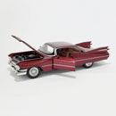 Miniatura Antiga Clássica Cadillac Coupe de Ville 1959 Vermelho Escala 1:24