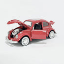 Miniatura Antiga Clássica Nacional Volkswagen Fusca Vermelho Escala 1:24