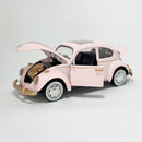 Miniatura Antiga Clássica Nacional Volkswagen Fusca Rosa Escala 1:24