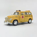 Miniatura Antiga Clássica Ônibus Escolar Chevrolet Suburban 1950 Amarela Escala 1:36
