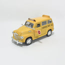 Miniatura Antiga Clássica Ônibus Escolar Chevrolet Suburban 1950 Amarela Escala 1:36